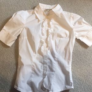 SO White Button Down Short Sleeved Shirt
